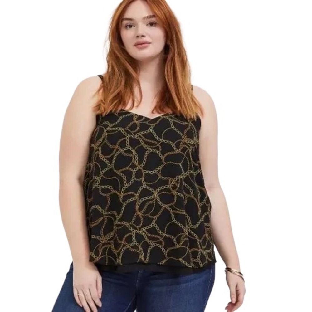Torrid womens chain design blouse size 2 plus black gold. Adjustable straps